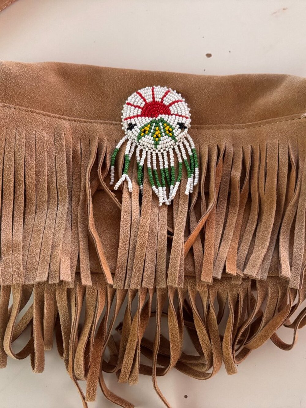 Boho handmade leather crossbody bag - Picture 2 of 8